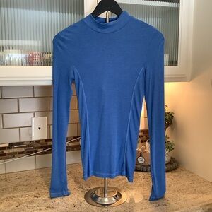 Enza Costa Fitted Ribbed Long Sleeve Shirt Size Medium Silk